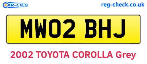 MW02BHJ are the vehicle registration plates.