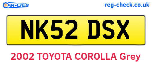 NK52DSX are the vehicle registration plates.