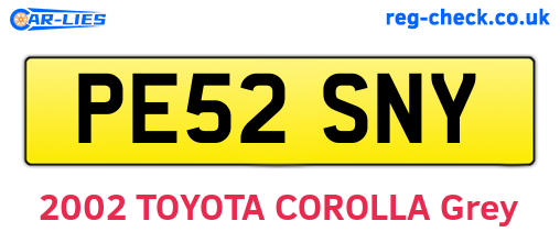 PE52SNY are the vehicle registration plates.