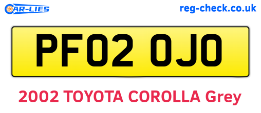 PF02OJO are the vehicle registration plates.