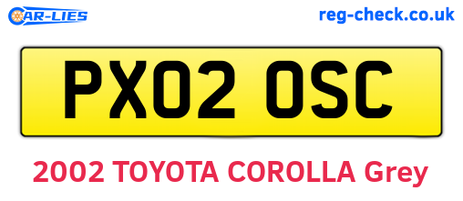 PX02OSC are the vehicle registration plates.