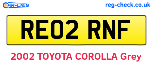 RE02RNF are the vehicle registration plates.