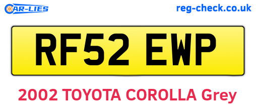 RF52EWP are the vehicle registration plates.