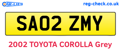 SA02ZMY are the vehicle registration plates.