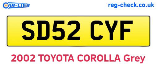 SD52CYF are the vehicle registration plates.