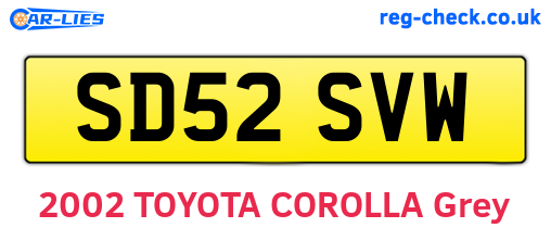 SD52SVW are the vehicle registration plates.