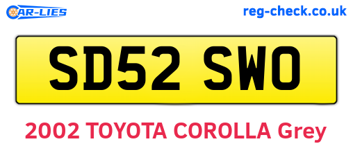 SD52SWO are the vehicle registration plates.