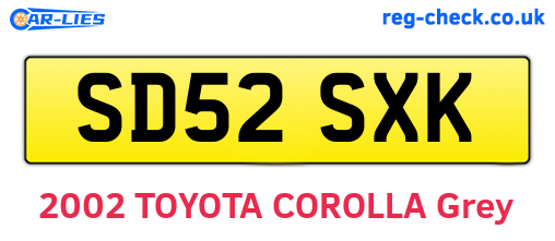 SD52SXK are the vehicle registration plates.