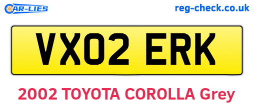 VX02ERK are the vehicle registration plates.