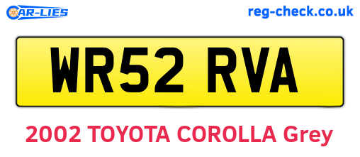 WR52RVA are the vehicle registration plates.