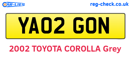 YA02GON are the vehicle registration plates.