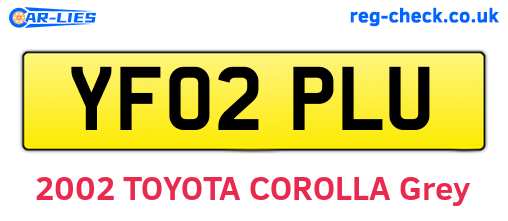 YF02PLU are the vehicle registration plates.