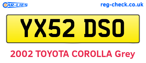 YX52DSO are the vehicle registration plates.