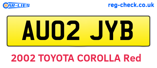 AU02JYB are the vehicle registration plates.