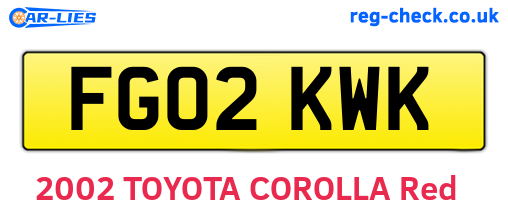 FG02KWK are the vehicle registration plates.