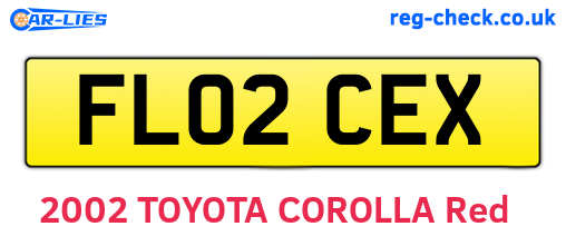 FL02CEX are the vehicle registration plates.