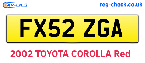 FX52ZGA are the vehicle registration plates.