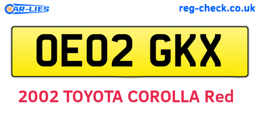 OE02GKX are the vehicle registration plates.