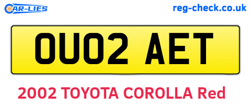 OU02AET are the vehicle registration plates.