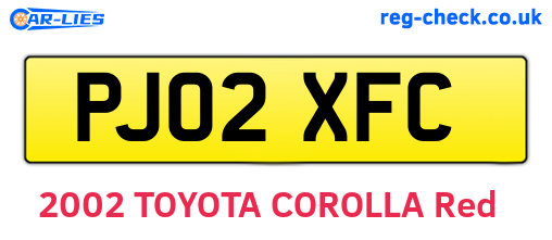 PJ02XFC are the vehicle registration plates.