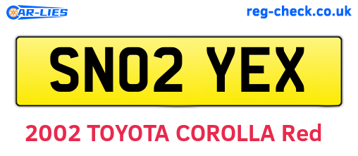 SN02YEX are the vehicle registration plates.