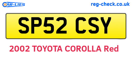 SP52CSY are the vehicle registration plates.