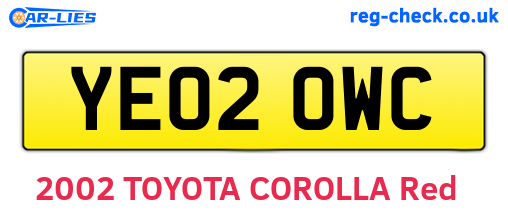 YE02OWC are the vehicle registration plates.