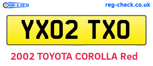 YX02TXO are the vehicle registration plates.
