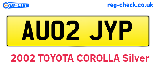 AU02JYP are the vehicle registration plates.