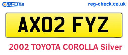 AX02FYZ are the vehicle registration plates.