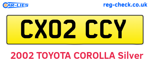 CX02CCY are the vehicle registration plates.