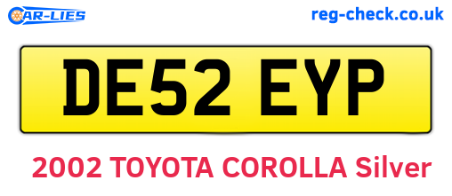 DE52EYP are the vehicle registration plates.