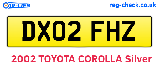 DX02FHZ are the vehicle registration plates.