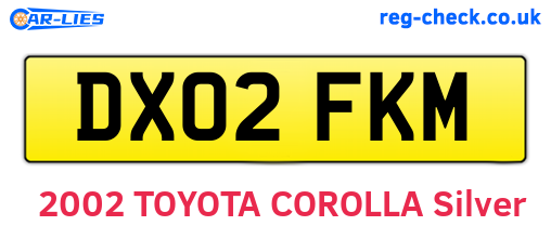 DX02FKM are the vehicle registration plates.