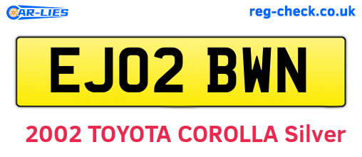 EJ02BWN are the vehicle registration plates.