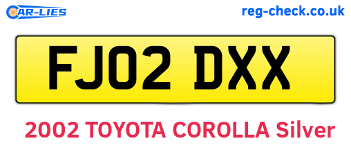 FJ02DXX are the vehicle registration plates.