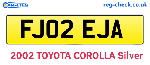 FJ02EJA are the vehicle registration plates.
