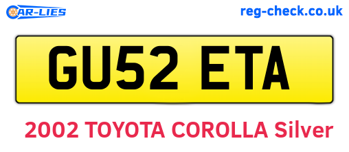 GU52ETA are the vehicle registration plates.