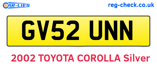 GV52UNN are the vehicle registration plates.