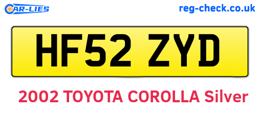 HF52ZYD are the vehicle registration plates.