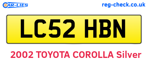LC52HBN are the vehicle registration plates.