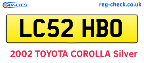 LC52HBO are the vehicle registration plates.