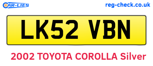 LK52VBN are the vehicle registration plates.