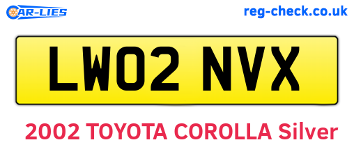 LW02NVX are the vehicle registration plates.