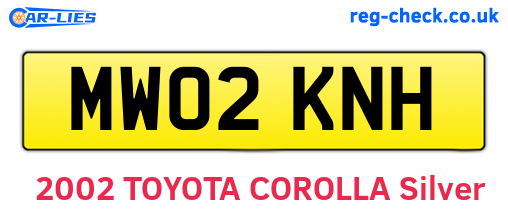MW02KNH are the vehicle registration plates.
