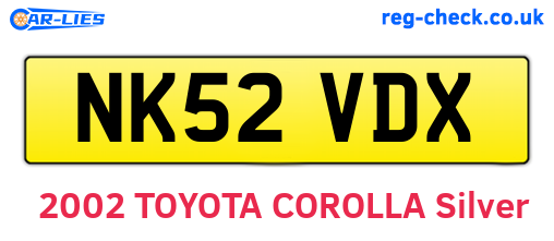 NK52VDX are the vehicle registration plates.