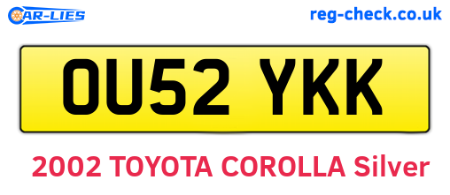 OU52YKK are the vehicle registration plates.