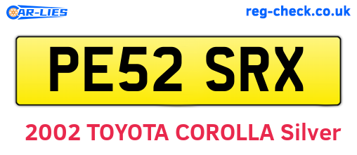 PE52SRX are the vehicle registration plates.