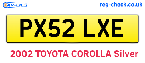 PX52LXE are the vehicle registration plates.