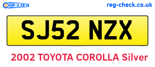 SJ52NZX are the vehicle registration plates.